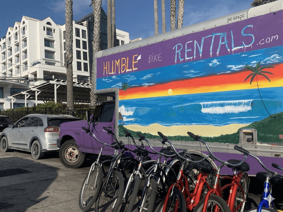 Karl's purple mural truck on the Santa Monica boardwalk